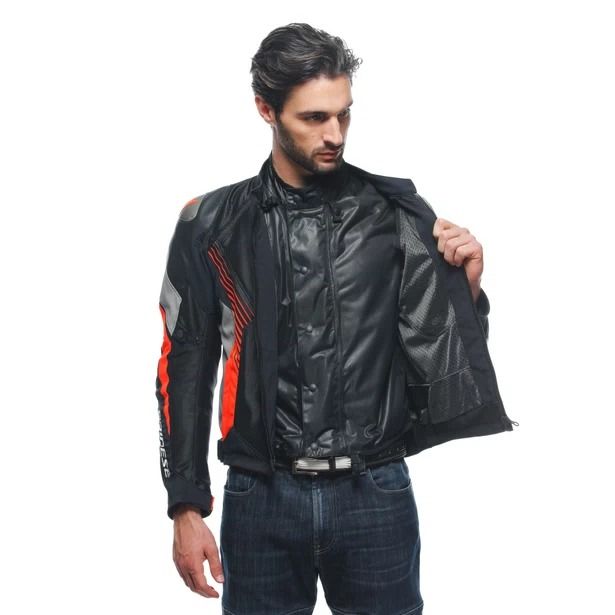 Dainese Super Rider 2 Absoluteshell Jacket Black Dark Gull Gray Fluo Red